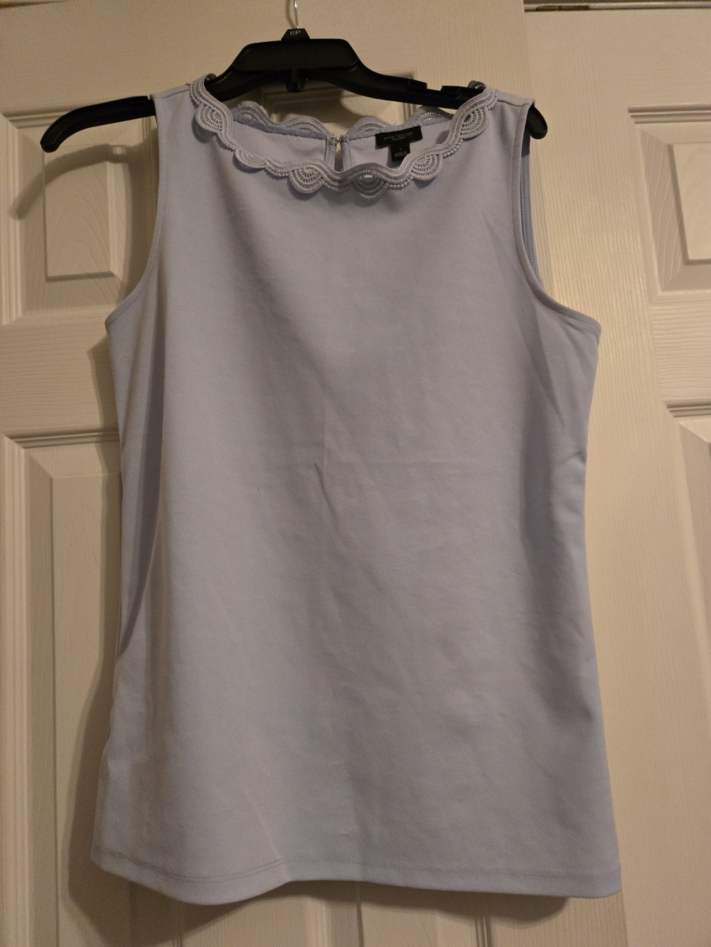 Sleeveless Lace-Trim Light Blue Women's Top